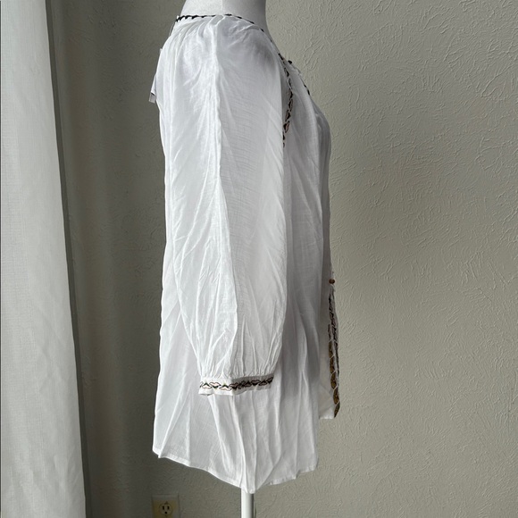 J Jill embroidered peasant blouse white multicolor size XL - Picture 4 of 10